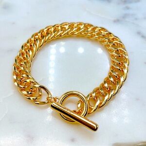 Gold plated 7” toggle chain link bracelet